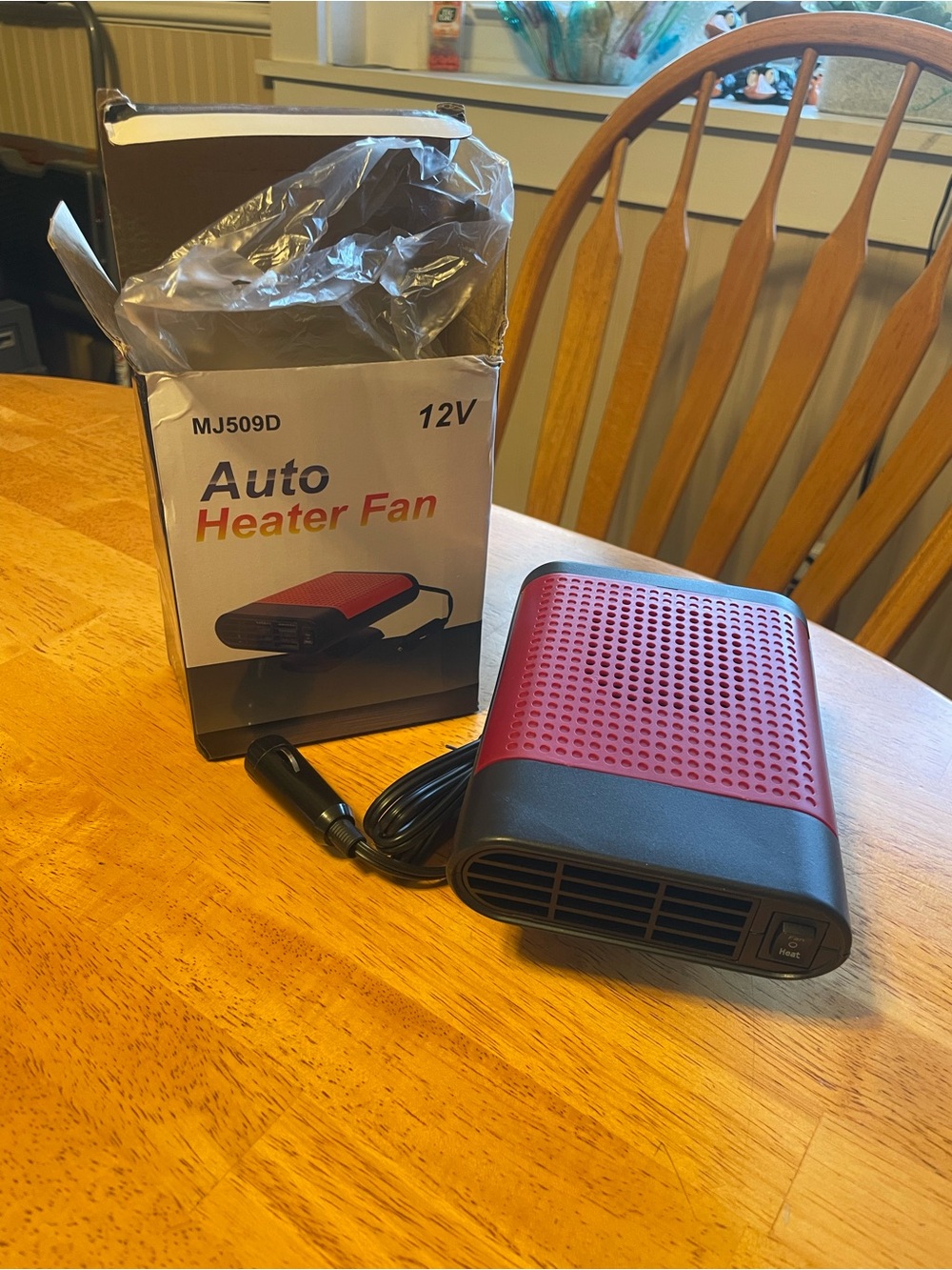 12V Auto Heater Fan - Red and Black